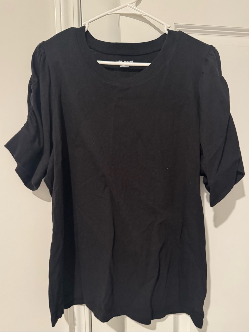 Lane Bryant Black Puff Sleeve Crewneck Top